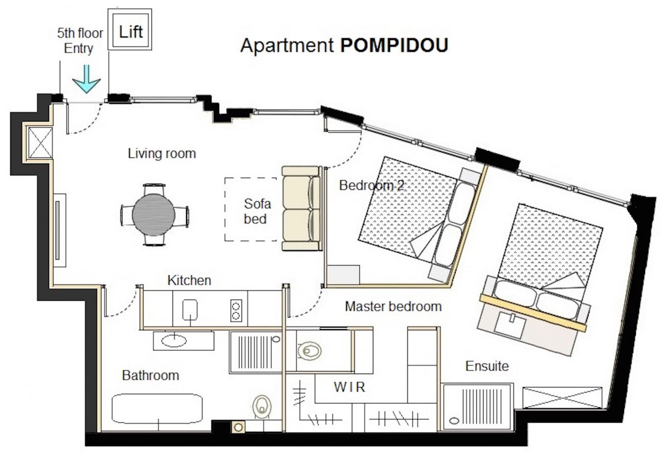 Appartement à Paris - FD-Marais-Pompidou 2BR/2BA - A/C